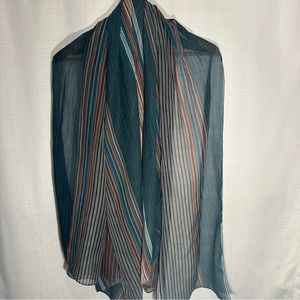 Teal and Orange Striped Scarf Wrap